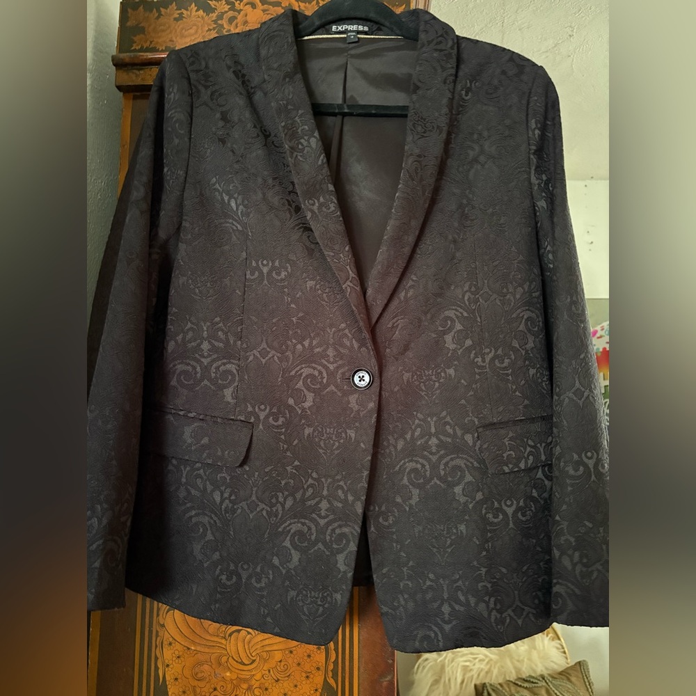 Express Black Patterned Women's Blazer - image 4